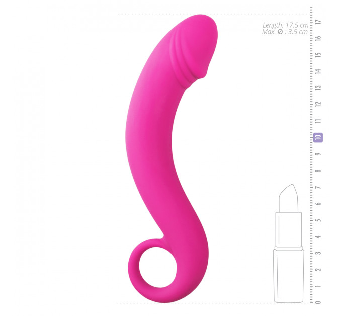Вигнутий фалоімітатор Curved Dong для рожевий простати, 17.5 см x 3.5 см.
