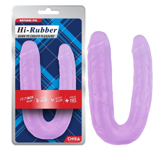Фаллоимитатор двухсторонний Chisa Hi-Rubber, фиолетовый 45 см