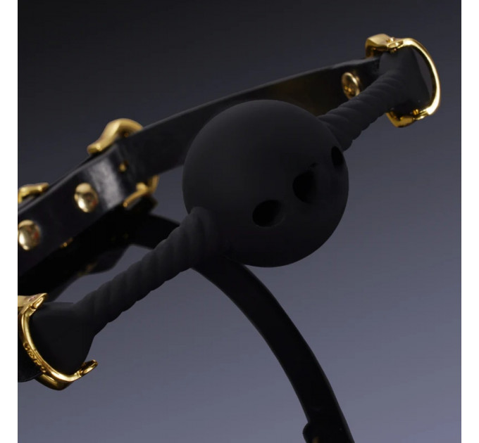 Кляп шарик с отверстиями в виде сердца UPKO Desire for Mouth Bondage Collection, черный