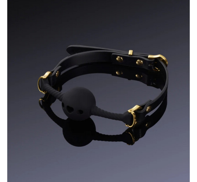 Кляп шарик с отверстиями в виде сердца UPKO Desire for Mouth Bondage Collection, черный