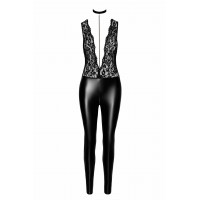 Комбінезон вініловий Libido F298 Noir Handmade, з мереживом, чорний, розмір M
