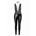 Комбинезон виниловый Libido F298 Noir Handmade, с кружевом, черный, размер M