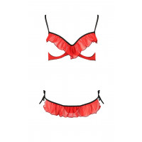 Комплект білизни з відкритими грудьми Cherry Passion, 2 предмети, червоний, S/M