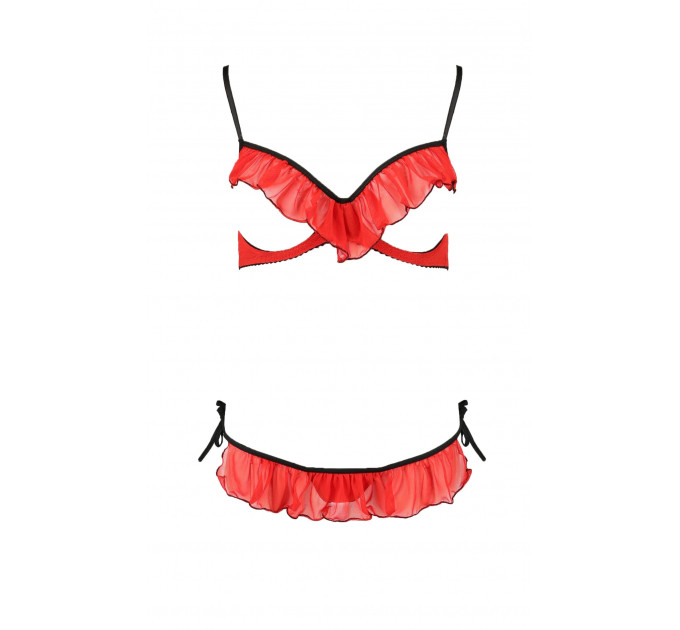 Комплект белья с открытой грудью Cherry Passion, 2 предмета, красный, S/M