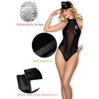 Костюм Полицейская Sunspice боди-сетка, кепка, значок, черный, L/XL