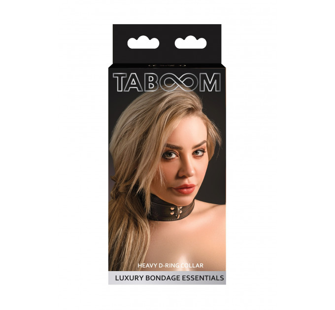 Ошейник с D-образным кольцом и заклепками Taboom, веганская кожа, черный, 44 см