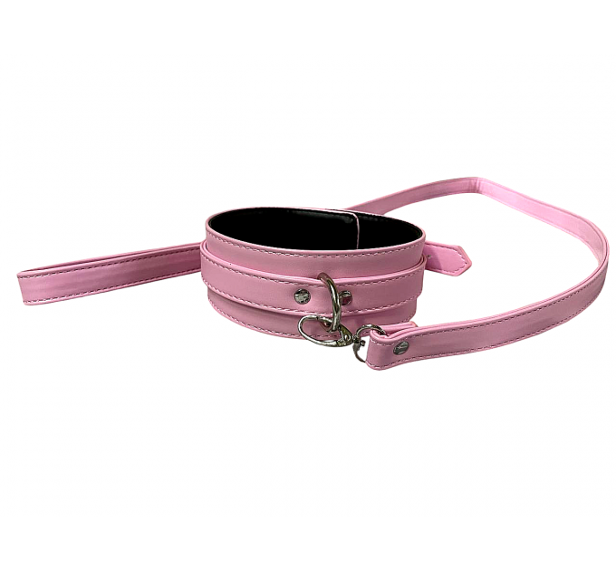 Ошейник с поводком DS Fetish Collar with leash pink