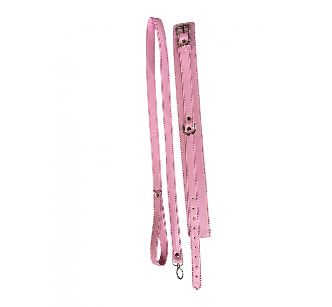 Ошейник с поводком DS Fetish Collar with leash pink