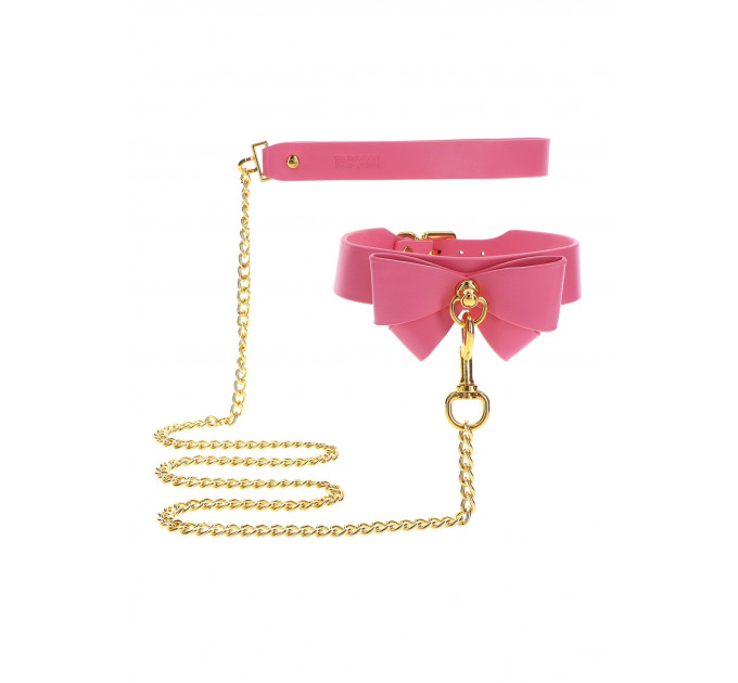 Ошейник с поводком Taboom Malibu Collar and Leash из веганской кожи, розовый