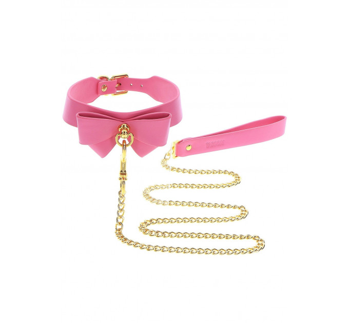 Ошейник с поводком Taboom Malibu Collar and Leash из веганской кожи, розовый