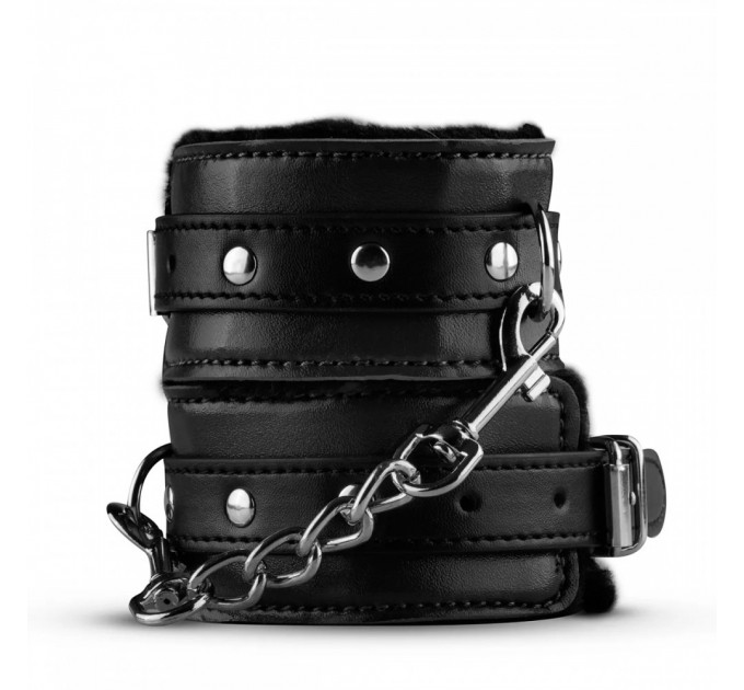 Поножи с мехом внутри DS Fetish Whipped с цепочкой, черные