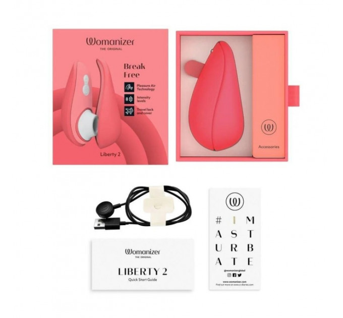 Вакуумный клиторальный вибратор Womanizer Liberty 2 Vibrant Rose, розовый