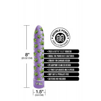 Вібратор нереалістичний із принтом Stoner Vibes Global Novelties, фіолетовий, 20.3 х 3.8 см