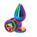 Райдужна анальна пробка Colorful Metall Diamond, L