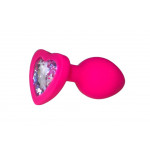 Анальна пробка Pink Silicone Heart White Shape S