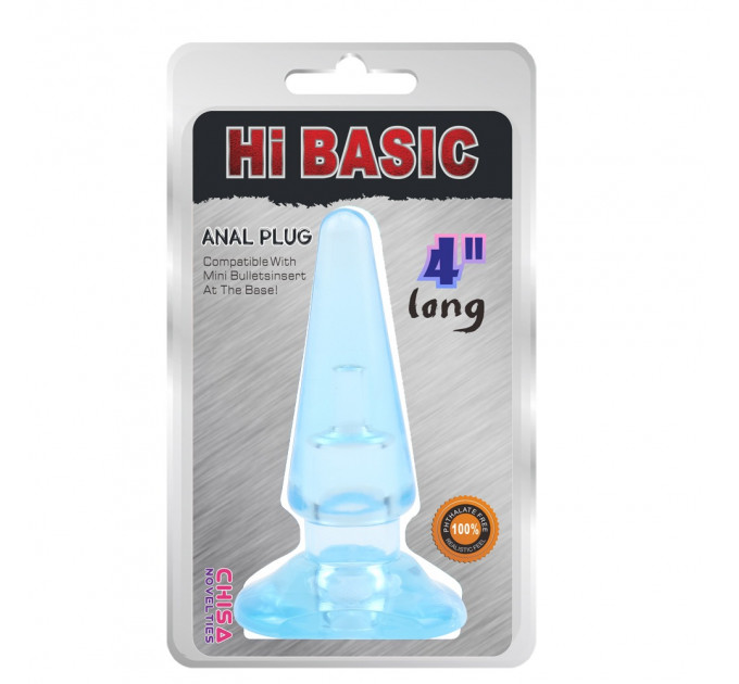Анальная пробка без вибро Chisa Hi-Basic 11 см/4 см, голубой