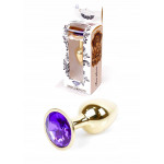 Анальная пробка с камнем Plug-Jewellery Gold PLUG- Purple размер S