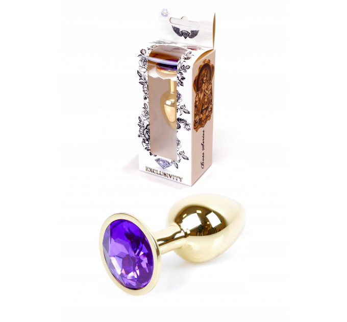 Анальная пробка с камнем Plug-Jewellery Gold PLUG- Purple размер S