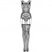 Комбинезон сетка с узором Obsessive F239 черный, S/M/L