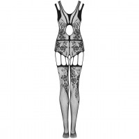 Комбинезон сетка с узором Obsessive F239 черный, S/M/L
