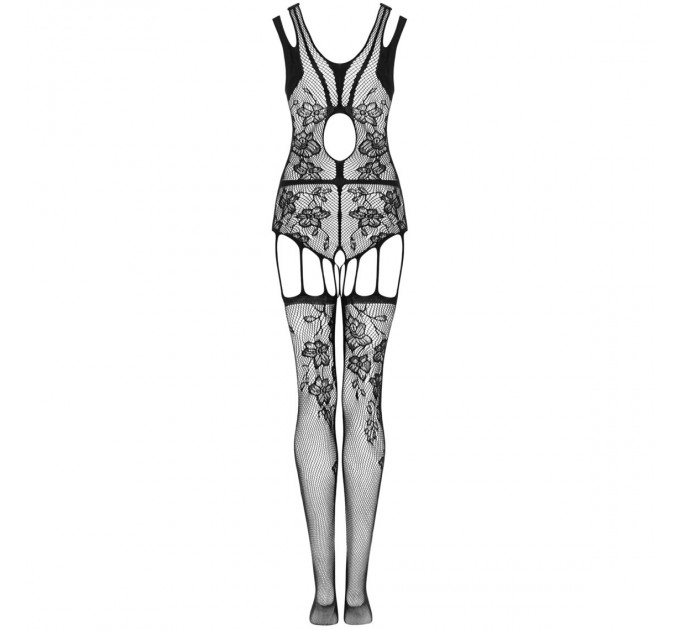 Комбинезон сетка с узором Obsessive F239 черный, S/M/L