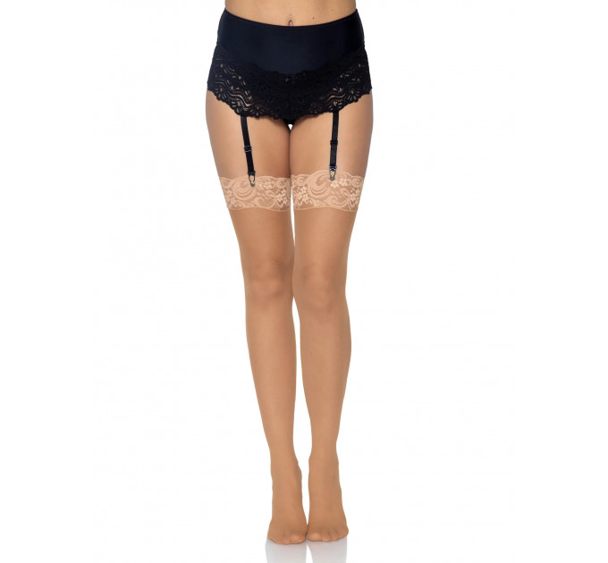 Чулки с кружевом One Size Alix Sheer Thigh High Stockings от Leg Avenue, бежевые