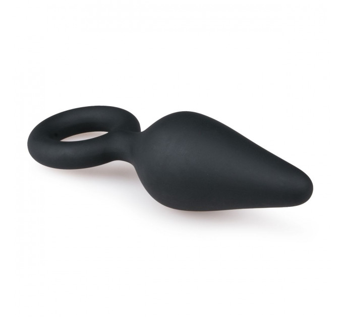 ET215BLK Анальная пробка со стоппером-кольцом Easytoys, силиконовая, черная, 12 х 3.5 см