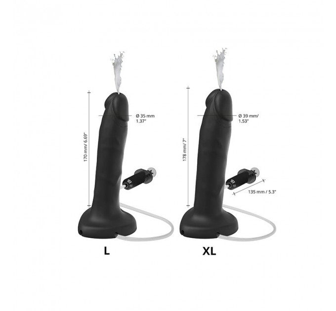 Фаллоимитатор с эффектом семяизвержения, реалистичный, черный, L Strap-On-Me