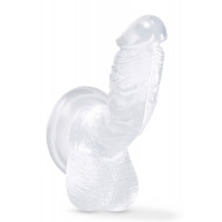 Фаллоимитатор изогнутой формы с присоской ,прозрачный 18 см B YOURS DIAMOND SPARKLE CLEAR