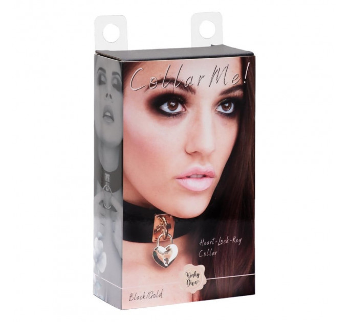 Ошейник широкий черный Kinky Diva Collar Me! с золотистым замочком и ключиком