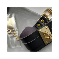 Нашийник широкий чорний Kinky Diva Collar Me! із золотистим замочком та ключиком