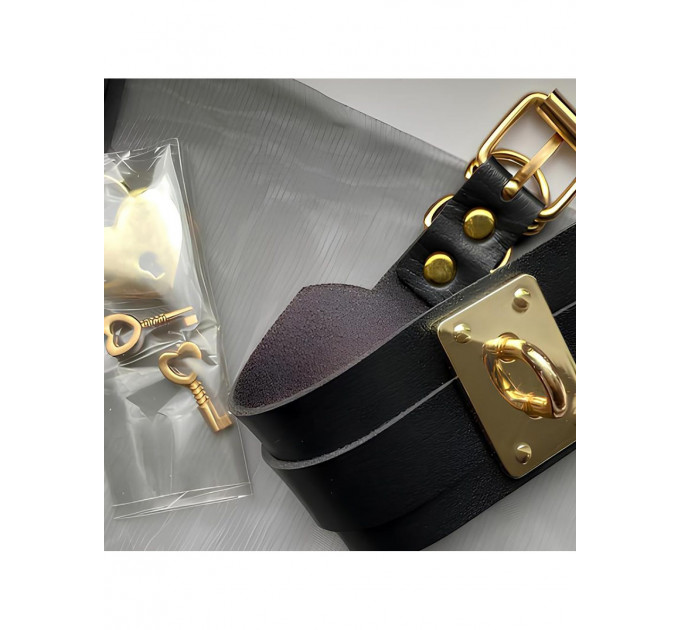 Ошейник широкий черный Kinky Diva Collar Me! с золотистым замочком и ключиком
