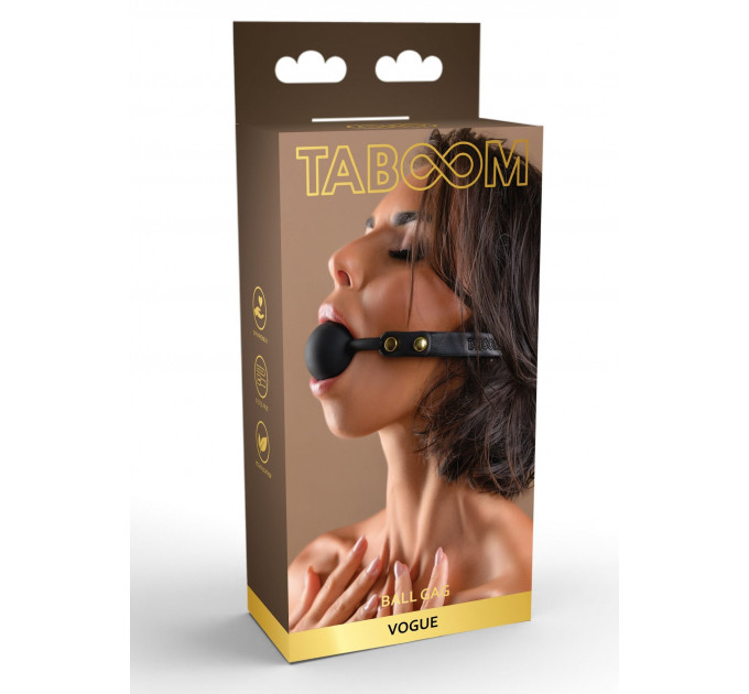 Кляп-шарик c золотой фурнитурой Taboom Ball Gag, черный
