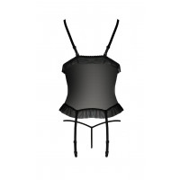 Корсет зі стрінгами Passion JUSTINA CORSET чорний, S/M