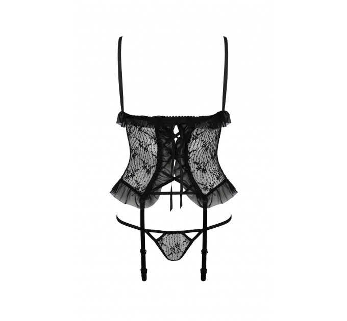 Корсет со стрингами JUSTINA CORSET black S/M - Passion