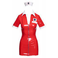 Костюм медсестри червоний вініловий Black Level Vinyl Nurse 2 предмети, XL