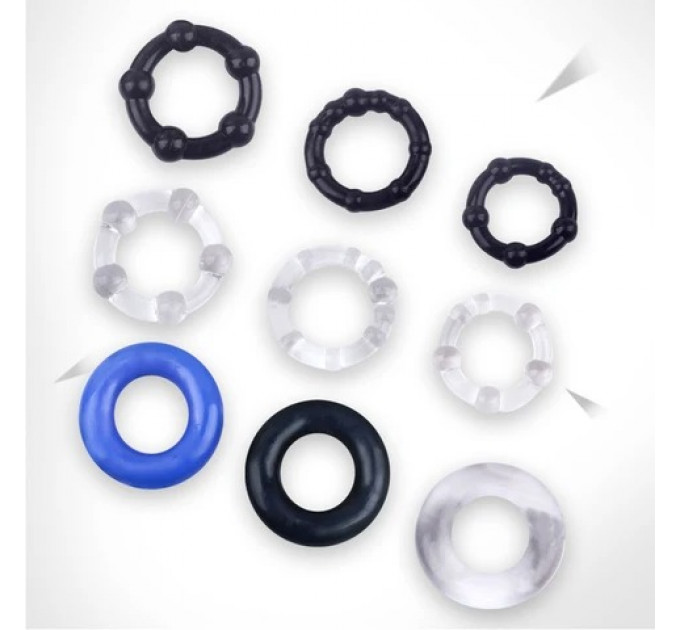 Набор эрекционных колец NS Novelties Renegade Dyno Cock Rings, черные, 3 шт