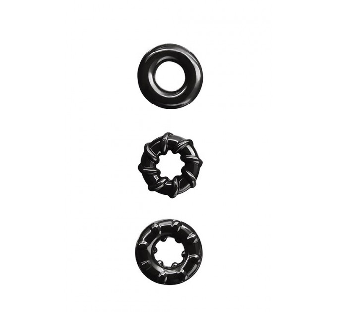 Набор эрекционных колец NS Novelties Renegade Dyno Cock Rings, черные, 3 шт