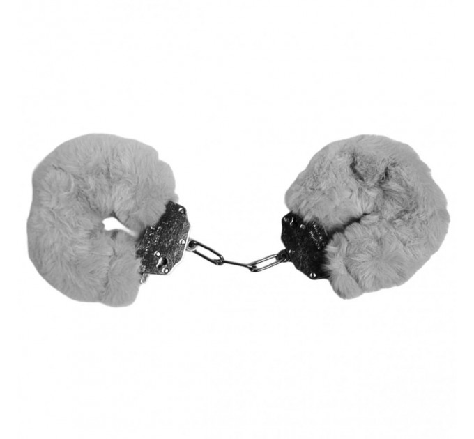 Наручники DS Fetish Plush handcuffs, металл с мехом, серые