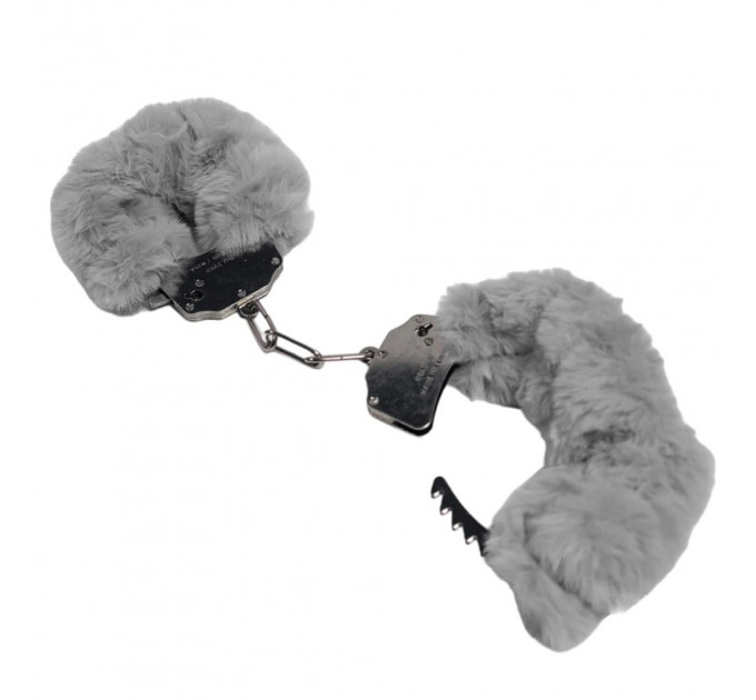 Наручники DS Fetish Plush handcuffs, металл с мехом, серые