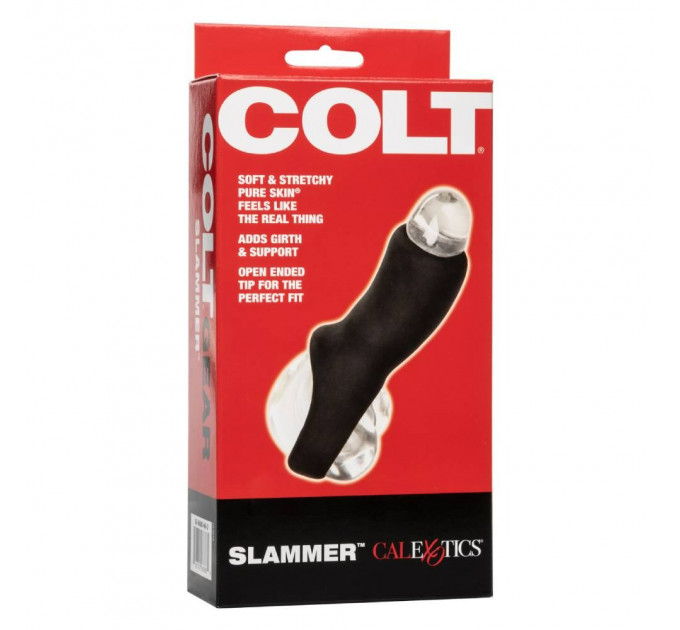 Насадка на член COLT Slammer із кріпленням на мошонці, чорна, 10.7 х 5 см