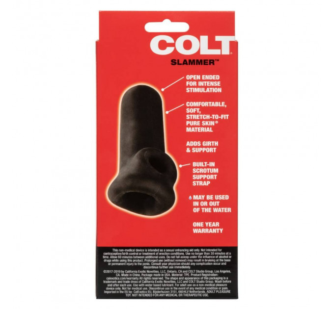 Насадка на член COLT Slammer із кріпленням на мошонці, чорна, 10.7 х 5 см