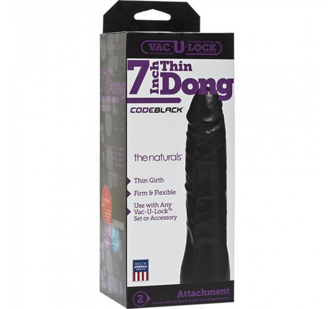 Насадка на страпон реалістична гігантська Vac-U-Lock, Doc Johnson 7 inch Thin Dong