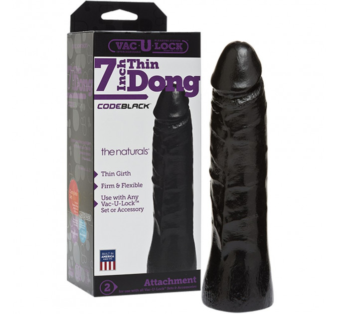Насадка на страпон реалістична гігантська Vac-U-Lock, Doc Johnson 7 inch Thin Dong