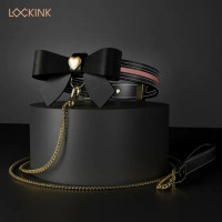Ошейник с бантиком и поводком Sevanda Lockink, кожа и металл, черный