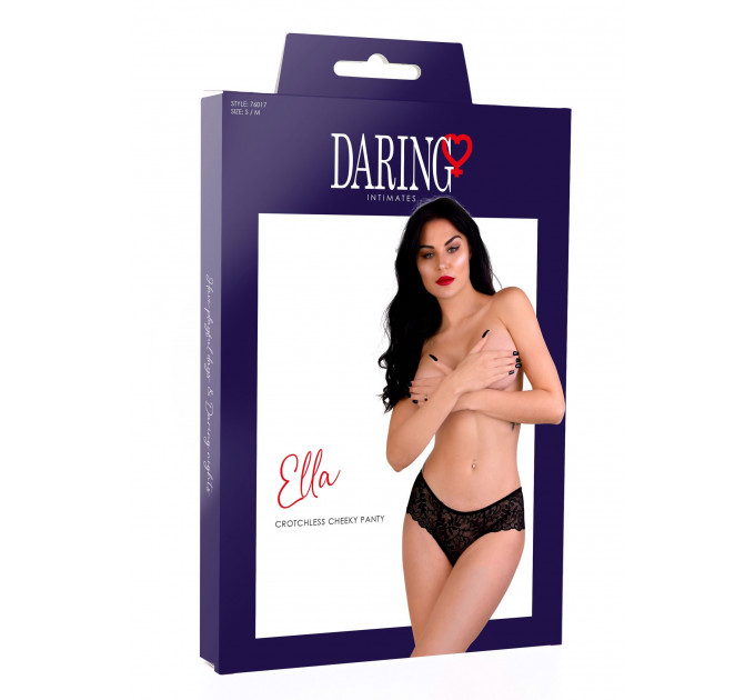 Трусики кружевные с открытым доступом Daring Intimates Ella, черный, S/M