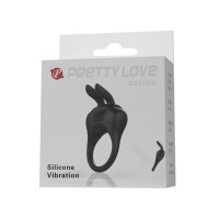 Вібро-ерекційне кільце з вушками Pretty Love чорне, 7.4 х 4.2 см