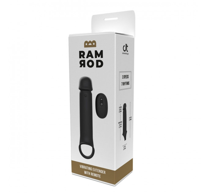 Вибронасадка на член удлиняющая DreamToys Ramrod с дистанционным управлением, черная