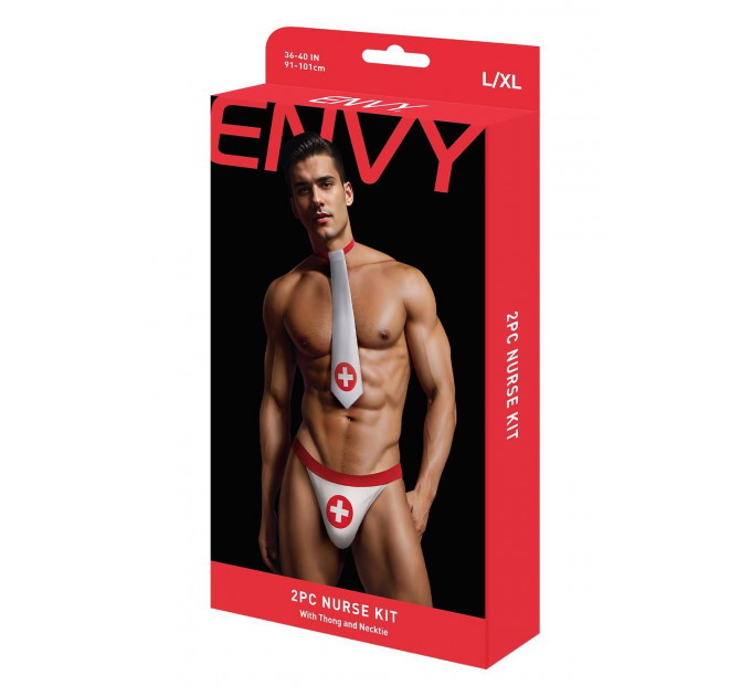 Игровой мужской костюм Медработник Envy 2 предмета, белый-красный, M/L