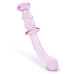 Вигнутий скляний рожевий фалоімітатор для точки G Dream Toys Glaze Glass з бутоном
